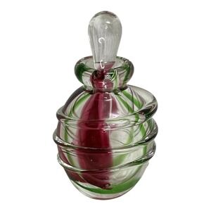Gorgeous Designs Perfume Bottle Women OS Green Red Clear Glass Swirl